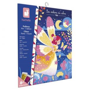 Janod Coffret Paillettes F&eacute;es - 3 Tableaux &agrave; D&eacute;corer avec des Paillettes - Kit Loisir Cr&eacute;atif Enfant - Apprentissage Motricit&eacute; Fine et Cr&eacute;ativit&eacute; - d&egrave;s 5 Ans