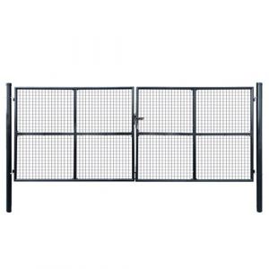 VidaXL Portail en maille de jardin Acier galvanis? 400 x 150 cm Gris