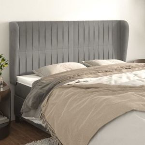 VidaXL Hoofdbord met randen 163x23x118/128 cm fluweel lichtgrijs3118248