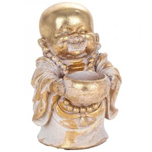 Signes Grimalt By SIGRIS - Figura Monje con Cuenco Dorado de Resina | Figura de Buda Figuras De Resina Para Jardin Figura Resina Decoraci&oacute;n cm