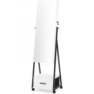 Armoire à bijoux 2 en 1 blanche avec miroir 42 x 38 x 157 cm