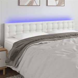 VidaXL Tête de Lit à LED Meuble de Chambre à Coucher Accessoire de Lit Double Tête de Cadre de Lit Intérieur Blanc 160x5x78/88 cm Similicuir