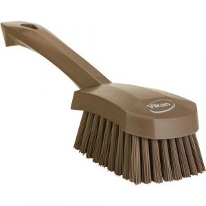 Vikan 419266 Brosse à récurer à Manche Court Rigide Marron