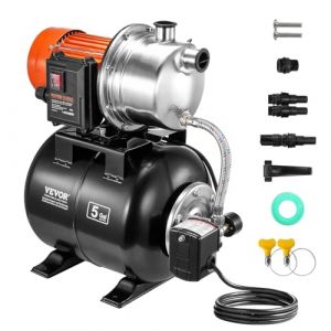 Groupe de Surpression-VEVOR-735 W-Pompe de Puits Peu Profonde avec Réservoir sous Pression 19 L 3785 L/h-pour Pelouse Jardin