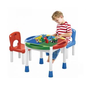 Avizar Table de Construction avec Chaises pour Enfant Tableau Réversible et Bacs Multicolore