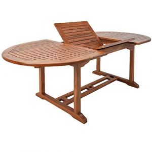 Image de Deuba Table de Jardin Vanamo Bois d'eucalyptus 200 x 100 x 74 cm Dépliable Extérieur Terrasse