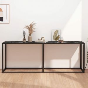 VidaXL Table console Marbre noir 200x35x75,5 cm Verre trempé
