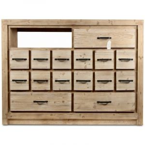 D&eacute;coration d'Autrefois Bahut Grainetier 15 Tiroirs Bois Naturel 142x40x106cm