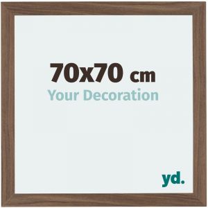 Your Decoration - 70x70 cm - Cadres Photo en MDF Avec Verre acrylique - Anti-Reflet - Excellente Qualité - Noyer Foncé - Cadre Decoration Murale