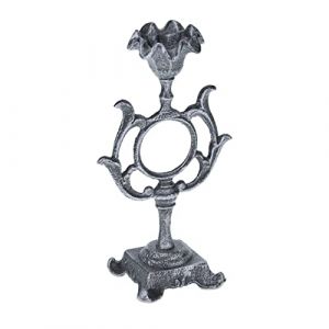 Relaxdays Chandelier Antique, cand&eacute;labre pour chandelle &Oslash; 4 cm, Porte-Bougie Vintage en Fonte, 28,5 cm de Haut, argent&eacute;