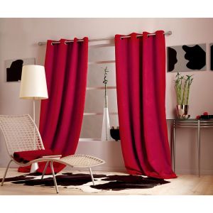 LINDER 0520 /26/375FR Rideau Su&eacute;dine Lourde Taupe Oeillets 145 x 260 cm