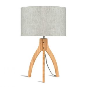 Good & Mojo Lampes de table ANNAPURNA-Lampe tripode Bambou & Lin Naturel H54cm Beige