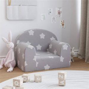 VidaXL Canapé pour enfants gris clair avec étoiles peluche douce