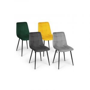 Image de Idmarket Lot de 4 chaises MILA en velours mix color mix color vert, gris clair, gris fonc&eacute;, jaune