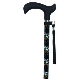 Identités Canne de Marche, Design Fixe, Robuste en Aluminium, Légère, Poignée Confort, Hauteur Réglable, Résistante Jusqu'À 110 kg, Motif Flora