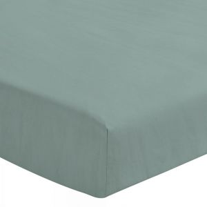 Drap housse uni 100% lin lavé Bonnet 30cm Bleu 140x190 cm