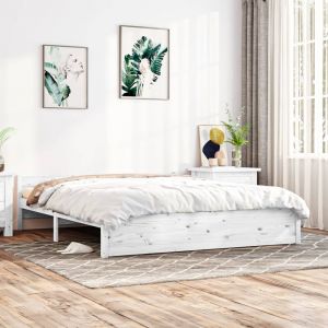 VidaXL Cadre de lit Blanc Bois massif 160x200 cm 815055