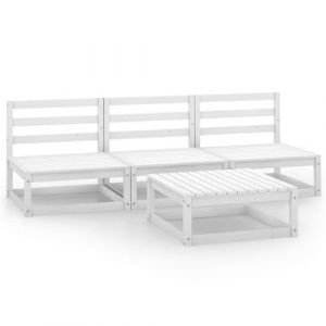 VidaXL Salon de jardin 4 pcs Blanc Bois de pin massif