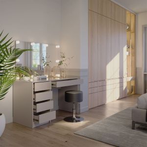 Vicco - Coiffeuse Sherry, Cachemire, 120cm avec miroir, tabouret & &eacute;clairage led