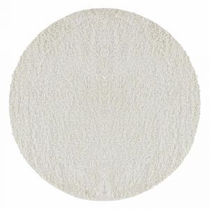 Teppium Uni Tapis de Salon Shaggy Uni Tapis Cr&egrave;me 200 cm Rond Chambre Tapis Poil Long Moelleux et Doux