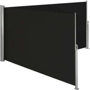 Image de Auvent store latéral brise vue paraventrétractable double noir 200 x 600 cm Noir