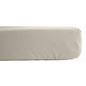 Vent du Sud Drap housse percale pur coton peigné longues fibres 80 fils/cm² avec bonnet de 35 cm - ivoire - 140 x 190 cm bonnet de 35 cm