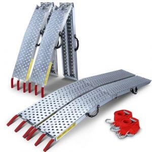VOUNOT Lot de 2 Rampe de chargement pliable Charge lourde antiderapant en acier galvanise 196cm