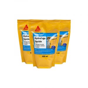 Sika Lot de 3 hydrofuges de masse liquide Cem - Pour béton et mortier - 500ML