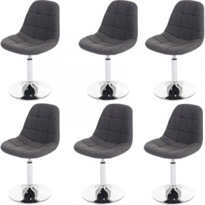Décoshop26 Lot de 6 chaises de salle à manger pivotante en textile gris clair et cadre en métal chromé 040007682