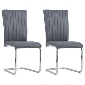 Image de VidaXL Chaises De Salle ¿¿ Manger 2 Pcs Gris Similicuir Daim