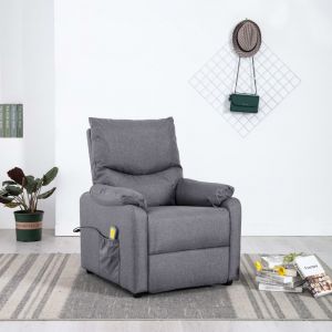 VidaXL Triomphe Fauteuil inclinable de massage Gris clair Tissu