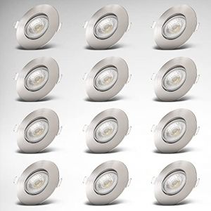 Spots led encastrables orientables 5W ultra-plats nickel mat Set de 12
