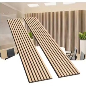 Lot de 2 Panneaux Acoustiques Muraux Bois 240x60x2,2cm - Chêne Blanc avec Fond Noir - SILAMP