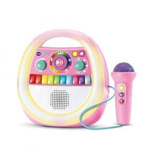 Vtech Music'Kid Karaoké Rose - Enceinte Bluetooth Lumineuse Enfant - Baladeur Musical avec Micro Karaoké, Comptines et Chansons, Enregistreur Vocal - Cadeau Enfant Dès 2 Ans - Contenu en Français