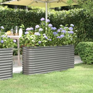 VidaXL Jardinière de jardin Acier enduit de poudre 152x40x68 cm Gris