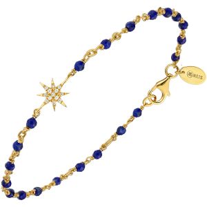 Bracelet Argent Doré Étoile Zirconium Blanc Et Pierres Lapis