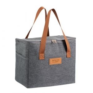 Adler CAMRY Europe - Sac isotherme pliable - Gris clair - Avec doublure en film plastique - Léger et imperméable - Facile à nettoyer