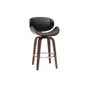 Image de Miliboo Tabouret de bar pivotant noir et bois foncé 65 cm WALNUT