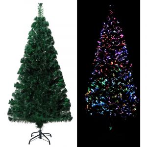 VidaXL Sapin de No&euml;l artificiel avec support Vert 150 cm Fibre optique