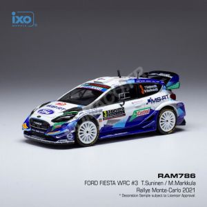 Voiture Miniature de Collection IXO 1 43 FORD Fiesta WRC Monte Carlo 2021 White / Blue RAM786
