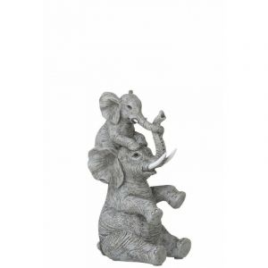Statuette D&eacute;co "&Eacute;l&eacute;phant avec Enfant" 23cm Gris Prix