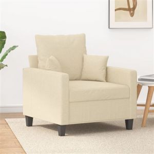 VidaXL Fauteuil, Canapé avec Coussin, Siège avec Accoudoirs et Dossier Rembourrés, Meuble de Salle de Séjour, Moderne, Crème Tissu