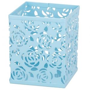 RICOO - Pot a Crayon Bureau B003-HB, Rangement Bureau Organisateur en Fer, Accessoire de Bureau pour École, Organisateur de bureau, Porte stylo bureau, Bureau rangement, Bleu clair