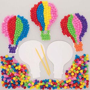 Baker Ross Pom Poms motif Montgolfière - Lot de 5, Activites Manuelles pour Enfants (FE373)