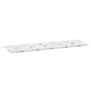 VidaXL Coussin de Banc de Jardin Motif de Feuilles | Couleurs Blanches et Vertes 180 x 50 x 4 cm Confort d'extérieur Matériaux Résistants à l'eau Tissu Oxford Léger Remise en Main Résistant Coussin