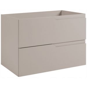 Furnidea - Meuble de salle de bain suspendu sous vasque MODERN cachemire 80 cm - 2 tiroirs, fa&ccedil;ade lisse