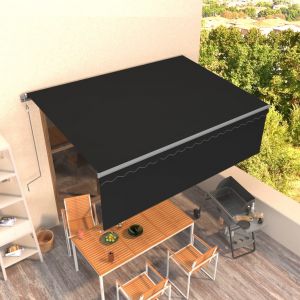 VidaXL Auvent automatique r?tractable avec store 4x3 m Anthracite