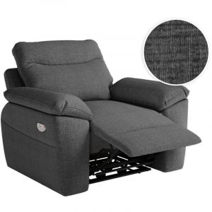 Loungitude Fauteuil de relaxation électrique ross en tissu texturé 3D - Gris foncé