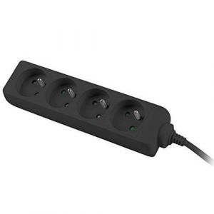 PremiumCord Multiprise 3m, 4 Prises, Rallonge 230V, 4 Prises Françaises Tournées à 45°, Multiprise de Qualité avec Sécurité Enfant, Couleur Noir