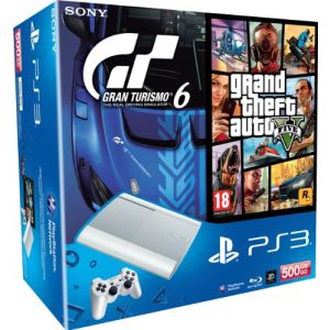 Sony PS3 Ultra Slim 500 Go + Gran Turismo 6 + GTA V
